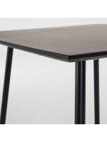 BENT Tisch 75x75 aus schwarz lackiertem verzinktem Stahl und Polyzement für Gartenterrassen Residenzen Bars Restaurants Chalets