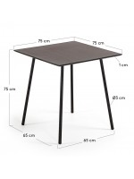 BENT table 75x75 en acier galvanisé peint noir et poly ciment pour terrasses de jardin résidence hôtel bars restaurants chalets