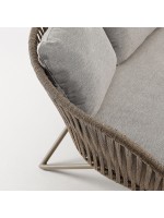 BOLER sofá de cuerda y metal con cojines incluidos para terrazas de jardín interiores y exteriores