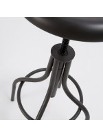 ANDER height 65 - 85 cm in graphite painted metal screw stool home design living bar interior or exterior