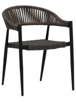 HILTON fauteuil empilable noir ou taupe en aluminium pour terrasses de jardin extérieures bar restaurant chalet