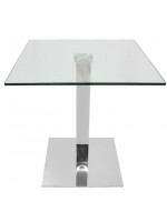 DOMINO 70x70 o 80x80 base in acciaio INOX cromato e piano in vetro temperato 12 mm tavolo per bar ristoranti gelaterie locali