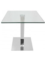 DOMINO 70x70 o 80x80 base in acciaio INOX cromato e piano in vetro temperato tavolo per bar ristoranti gelaterie locali