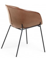 INNO in ecopelle marrone sedia con braccioli gambe in metallo design casa poltroncina