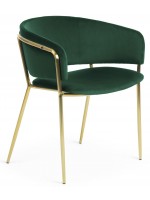 BAZIR in velluto verdone sedia con braccioli gambe in metallo dorato design casa poltroncina