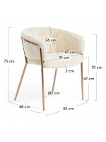 MEST gepolsterter Stuhl mit Armlehnen und Metallbeinen Design-Heimsessel