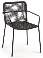 AVINIA Chaise choix de couleur avec accoudoirs en métal et design de corde pour jardin ou terrasse