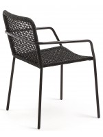 AVINIA Chaise choix de couleur avec accoudoirs en métal et design de corde pour jardin ou terrasse