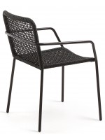 AVINIA scelta colore impilabile sedia con braccioli in metallo e corda design per esterno giardino o terrazzo bar gelaterie