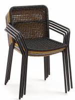 AVINIA Chaise choix de couleur avec accoudoirs en métal et design de corde pour jardin ou terrasse