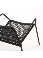 AVINIA Chaise choix de couleur avec accoudoirs en métal et design de corde pour jardin ou terrasse