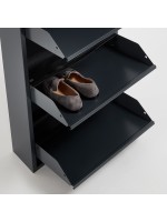 SCARPIERA 15x50x103 shoe cabinet with 3 flap doors in white or black or gray painted metal