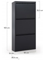 SCARPIERA 15x50x103 shoe cabinet with 3 flap doors in white or black or gray painted metal