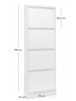 SCARPIERA 15x50x136 shoe rack with 4 flap doors in white or black or gray painted metal