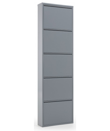 SCARPIERA Meuble à chaussures 15x50x169 avec 5 portes abattantes en métal peint blanc ou noir ou gris