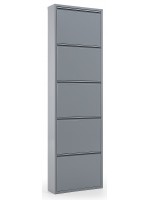 SCARPIERA 15x50x169 shoe cabinet with 5 flap doors in white or black or gray painted metal
