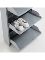 SCARPIERA 15x50x169 Schuhschrank mit 5 Klapptüren aus weiß oder schwarz oder grau lackiertem Metall