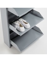 SCARPIERA 15x50x169 shoe cabinet with 5 flap doors in white or black or gray painted metal