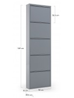 SCARPIERA 15x50x169 con 5 ante a ribalta in metallo verniciato vari colori scarpiera