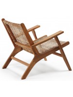 CELTO armchair in solid acacia wood and internal or external woven wicker