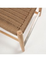 ASAI 62 or 77 cm high stool in solid eucalyptus wood and rope seat for outdoor or indoor stackable