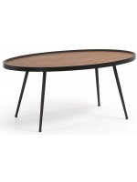 DOROTY 102x56 Oval in Metall und Walnuss Design Tisch