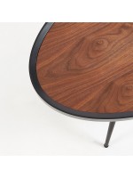 DOROTY 102x56 Oval in Metall und Walnuss Design Tisch