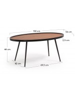 DOROTY 102x56 Oval in Metall und Walnuss Design Tisch