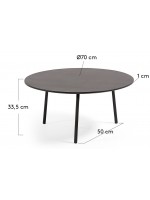 MALI diam 70 coffee table in black galvanized steel and poly cement for garden terraces