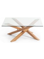DOPERS tavolino in metallo color legno piano vetro cristallo trasparente temperato