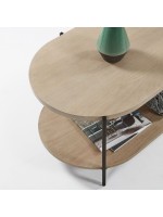 MORGAN 110x55 en metal negro y estantes en mesa de centro de mango naturaltal estantes