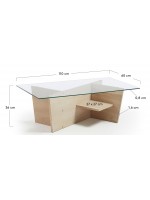 DADOX 110x60 Encimera y estructura de vidrio templado en mesa rectangular de roble blanqueado sólido