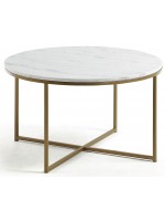 FIELD diam 80 in gold metal and white marble table top