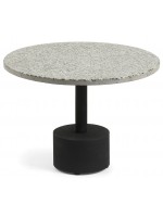 MELINA de 55 cm de diámetro Mesa de centro redonda para uso en exteriores en piedra cerámica y metal