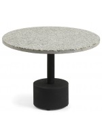 MELINA round coffee table diam 55 cm for outdoor use in ceramic stone and metal