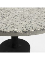 MELINA table basse ronde diam 55 cm pour une utilisation en extérieur en céramique, pierre et métal