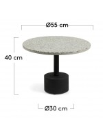 MELINA round coffee table diam 55 cm for outdoor use in ceramic stone and metal