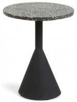 NILEA round coffee table diam 40 cm for outdoor use in ceramic stone and metal