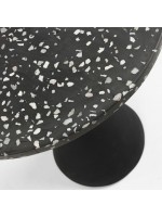 NILEA de 40 cm de diámetro Mesa de centro redonda para uso en exteriores en piedra cerámica y metal