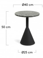 NILEA round coffee table diam 40 cm for outdoor use in ceramic stone and metal