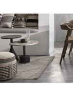 MELINA table basse ronde diam 55 cm pour une utilisation en extérieur en céramique, pierre et métal