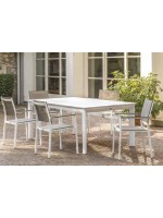 ELZA Table fixe en aluminium blanc ou chocolat pour terrasses de jardins résidences restaurants