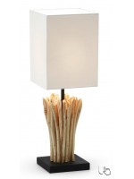 BOOP in legno tropicale con paralume lampada da tavolo