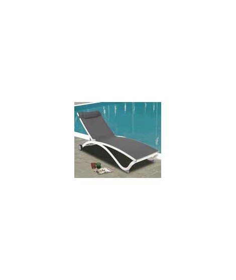 FABULA grau oder taupe Sonnenliege 5 Positionen aus Aluminium und Textil für Gartenterrassen am Pool