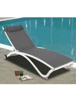 FABULA gray or taupe sunbed 5 positions in aluminum and textilene fabric for garden terraces poolside