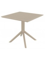 ACOBAR Table fixe en polypropylène blanc ou taupe ou anthracite pour terrasses de jardin résidences chalets restaurants