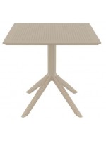 ACOBAR Table fixe en polypropylène blanc ou taupe ou anthracite pour terrasses de jardin résidences chalets restaurants