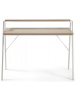 ETRURIA desk table in white metal and gray oak