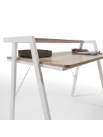 ETRURIA desk table in white metal and gray oak