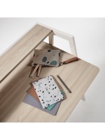 ETRURIA Schreibtisch Tisch aus weißem Metall und grauer Eiche